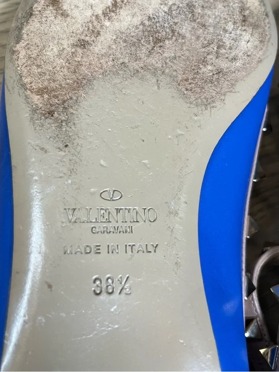 Valentino Garavani Rockstud Blue Leather Studded Ballet Flats Size 38.5 - Picture 11 of 11